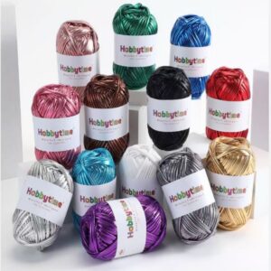 Metallic Fabric Strip Yarn – High Elasticity, DIY Hand Crochet for Bags, Crafts, Hats & Shoes