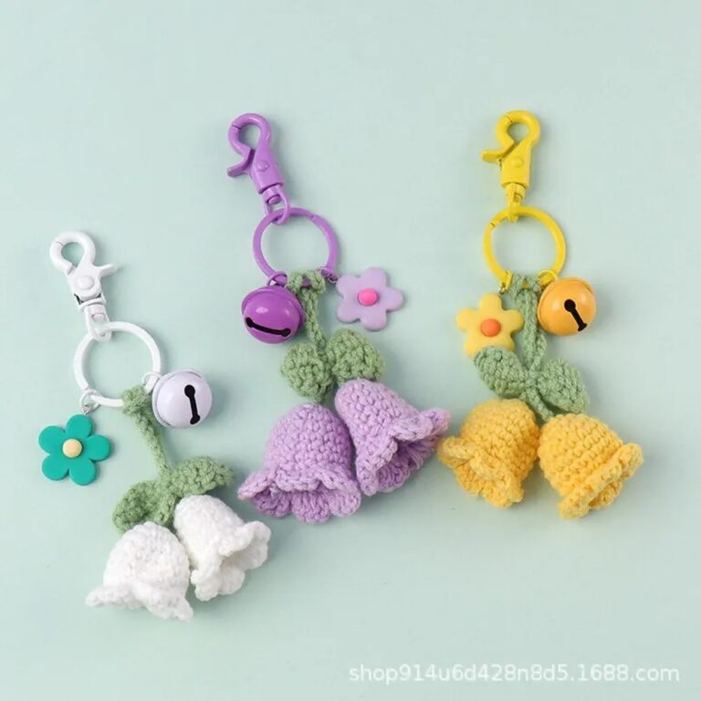 Handmade Crochet Crafts Crochet Lily of the Valley Keychain
