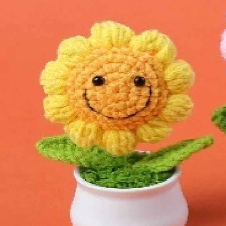 Handmade Crochet Crafts Crochet Sunflower in Pot