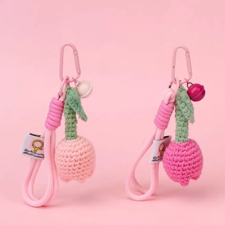 Handmade Crochet Crafts Crochet Flower Keychain Pair