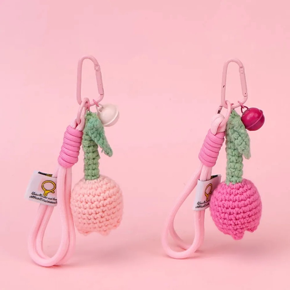 Handmade Crochet Crafts Crochet Flower Keychain Pair