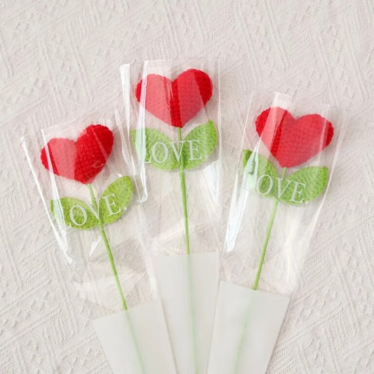 Handmade Crochet Crafts Crochet Rose Single Stem Gift