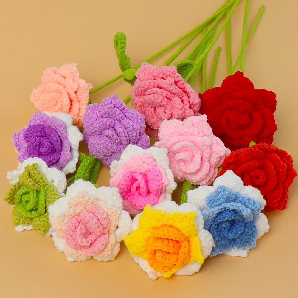 Handmade Crochet Crafts Crochet Rose Bouquet – Mixed Colors