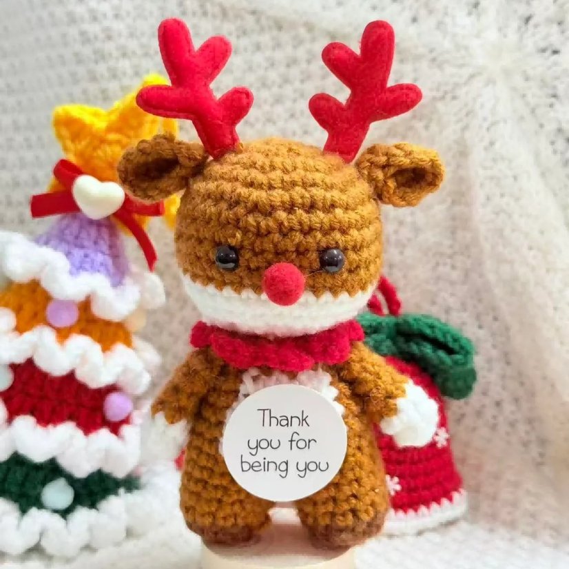 Handmade Crochet Crafts Crochet Reindeer Christmas Ornament