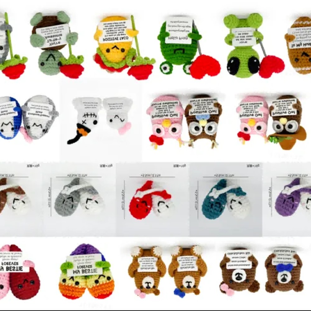 Handmade Crochet Crafts Christmas Crochet Keychain Assortment