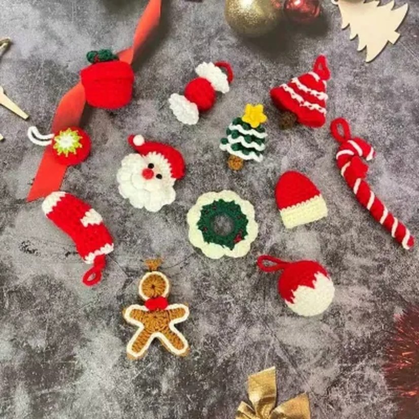 Handmade Crochet Crafts Christmas Crochet Ornament Set